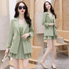 Women's Suits Autumn Winter High-end Slim Double-breasted Workwear Elastic Waist Temperament Skirt Set Two-piece Wild Women