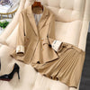 Women's Suits Autumn Winter High-end Slim Double-breasted Workwear Elastic Waist Temperament Skirt Set Two-piece Wild Women