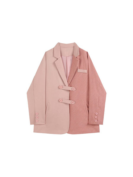 Women's Suits In Autumn Contrast Color Splicing OL Business Suit Jacket Jacket Long Pink Blazer Jacket for Women Coats