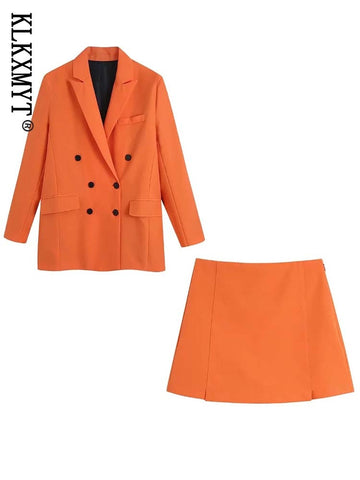 Women's Suits With Skirt Sets 2023 Casual Blazer Jacket And Mini Skirt Set Woman 2 Pieces Chic Female Suit