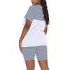 Women's Suits Women's Gradient Print Short Sleeve V Neck Two Piece Outfits Biker Shorts Set Summer Ladies Plus Size Sets 2023