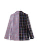 Women's Summer 2023 Retro Chic Colorblock Textured Casual Blazer Lapel Long Sleeve Loose Pockets Double Breasted Top