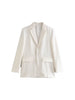 Women's Summer 2023 Retro Chic Solid Linen Loose Casual Blazer Lapel Long Sleeve Single Breasted Pocket Top