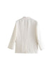 Women's Summer 2023 Retro Chic Solid Linen Loose Casual Blazer Lapel Long Sleeve Single Breasted Pocket Top