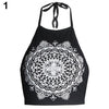 Women's Summer Co Fashion Mandala Print Halter Neck Round Neck Vest Crop Top