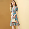 Women's Summer Floral Chiffon Lotus Leaf Dress 2023 Print Temperament Belt Chic Female Dress Vestido Feminino dress