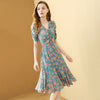 Women's Summer Floral Chiffon Lotus Leaf Dress 2023 Print Temperament Belt Chic Female Dress Vestido Feminino dress