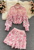 Women's Summer Long-sleeved Shirt Design Niche Three-dimensional Flower Sweet Wide-leg Shorts Two-piece Summer