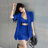 Women's Summer Sexy Blazer Sling Mini Skirts 3 Piece Set 2023 Korean Ladies Green Jacket Crop Tops Outfits Green Clothes