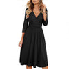 Women's Summer Solid Color All Match Loose Hem Leopard Print Short Sleeve V-Neck Floral Short Party Dress with Pockets 2022 New