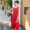 Women's Summer Solid Sleeveless Calf-Length High Waist Jumpsuits 2022 New Arrival Casual Wide Leg Jumpsuits Hots Sales S85423F