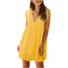 Women's Summer White Dress Knot Strap Shirred Back Print Boho Sleeveless Slip Dress Flying Sleeve Beach Dresses Ladies Sundress