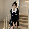 Women's Sweet Casual Short Blazer Skirts 2 Piece Dress Set Spring Autumn Korean Patchwork Black Jacket Mini Skirt Outfit