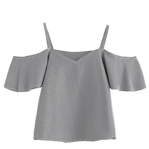 Women's Tank Tops Summer Casual off the Shoulder Female Pinstripe V-Neck Nylon Tops in Black and Pink top dentelle femme