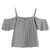 Women's Tank Tops Summer Casual off the Shoulder Female Pinstripe V-Neck Nylon Tops in Black and Pink top dentelle femme