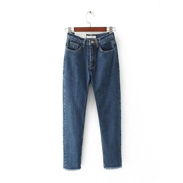Women's Tassel Harem Pants High Waist Jeans Vintage Female Denim Pencil Pant Plus Size Ankle-length Brand Fashion Trousers C3826
