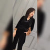 Women's Tracksuit Autumn Winter 2023 Retro V-neck Gold Velvet Top Wide-leg Pants Female Set Woman 2 Pieces Plus Size