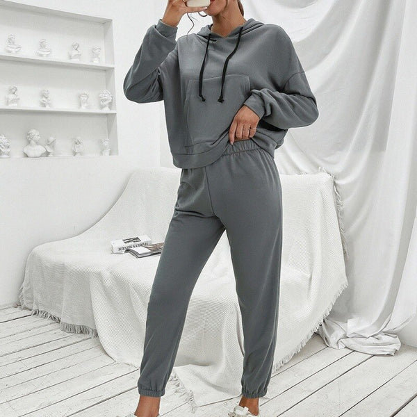 Women's Tracksuit Casual Loose Women's Suit Set Woman 2 Pieces Hoodies Sweatshirt Trouser Suits Winter Solid Hoody Pant Sets