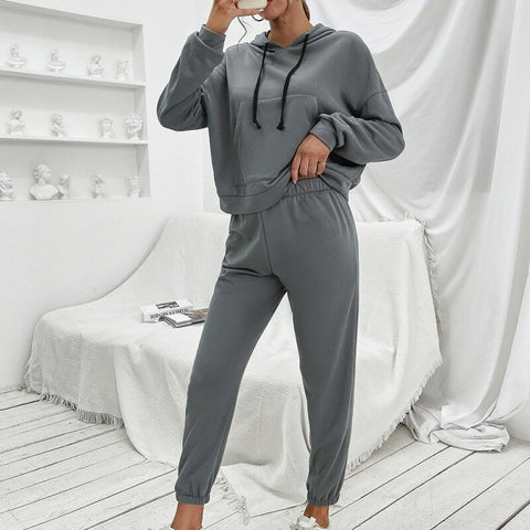Women's Tracksuit Casual Loose Women's Suit Set Woman 2 Pieces Hoodies Sweatshirt Trouser Suits Winter Solid Hoody Pant Sets