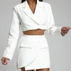 Women's Two-piece Sexy Suit Skirt Blazer Solid Short Jacket High Waist Mini Dress Slim Tooling Set 2023 Autumn SXQ02