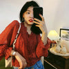 Women's V Neck Floral Printing Blouses Single Breasted Sweet Leisure Long Sleeve Chiffon Shirts