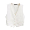 Women's Vest Sleeveless Jacket Women Coat Spring 2023 Waistcoat  White Short Office Lady Business Basic Classic V Neck