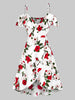 Women's Vintage Cold  Shoulder Loose Long  Straple le Swing  Short Sleeve Party  Dress - Xxxl