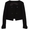 Women's Wavy Collar Double-Breasted Short Blazer 2023 Autumn Ladies Temperament Black Long-Sleeved Suit Jacket