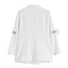 Women's White Blazer Korean Bow Chic Design Jackets Long Sleeves Baggy Office Suit Female Single-breasted Tops Coat Y2K