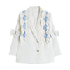 Women's White Blazer Korean Bow Chic Design Jackets Long Sleeves Baggy Office Suit Female Single-breasted Tops Coat Y2K