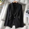Women's White Suit Jacket Autumn 2022 Heavy Industry Beaded Small Coat