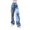 Women's Wide-leg Pants Butterfly Printed Straight Leg Pants Trousers Jeans Harajuku Streetwear Loose Joggers Baggy Trousers