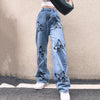 Women's Wide-leg Pants Butterfly Printed Straight Leg Pants Trousers Jeans Harajuku Streetwear Loose Joggers Baggy Trousers