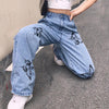 Women's Wide-leg Pants Butterfly Printed Straight Leg Pants Trousers Jeans Harajuku Streetwear Loose Joggers Baggy Trousers