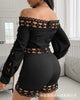 Women's black one-shoulder stitching lace jumpsuit