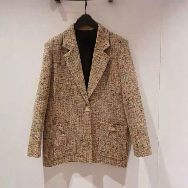 Women's blazer long-sleeved office clothes French brand elegant commuter one button coat women