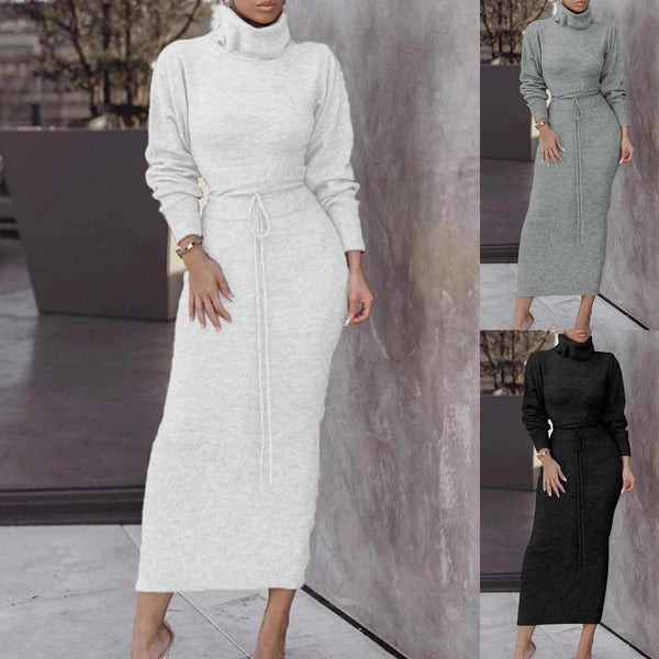 Women's dress Autumn Winter Long Sleeve Sweater Maxi Bodycon Skirt Two Piece Set Outfit dresses for women autumn
