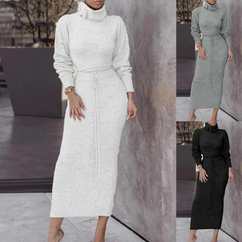 Women's dress Autumn Winter Long Sleeve Sweater Maxi Bodycon Skirt Two Piece Set Outfit dresses for women autumn
