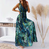 Women's dress Summer   Floral Print Halter Strap Long Dress Banquet Wedding Elegante Dresses Cocktail Party