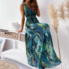 Women's dress Summer   Floral Print Halter Strap Long Dress Banquet Wedding Elegante Dresses Cocktail Party