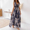 Women's dress Summer   Floral Print Halter Strap Long Dress Banquet Wedding Elegante Dresses Cocktail Party