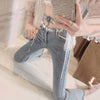 Women 's hollow out Pencil Pants Spring Clothing Style Elegant Diamond Set High Waist JEANS jeans woman KZ254