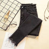 Women's jeans black high waist nine-point pencil feet tight and thin elastic