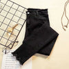Women's jeans black high waist nine-point pencil feet tight and thin elastic