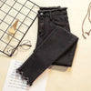 Women's jeans black high waist nine-point pencil feet tight and thin elastic