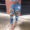 Women's pants Button High Waist Pocket Leopard Hole Jeans Trousers Slim Denim Pants jeans women harajuku 2022