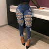 Women's pants Button High Waist Pocket Leopard Hole Jeans Trousers Slim Denim Pants jeans women harajuku 2022