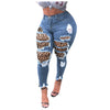 Women's pants Button High Waist Pocket Leopard Hole Jeans Trousers Slim Denim Pants jeans women harajuku 2022