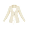 Women's spring and autumn street design sense folded placket large pin exposed back back strap small suit