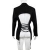 Women's spring and autumn street design sense folded placket large pin exposed back back strap small suit